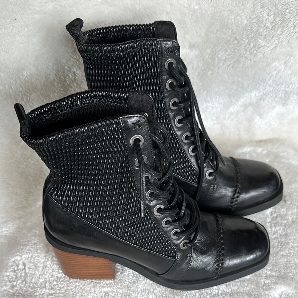 Steve Madden Black Lace Up Boots with Block Heel